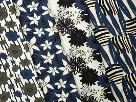 Johanna Baumwolljersey Retro Blumen abstrakt Khaki Jeansblau q (2)