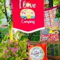 Alexandra Dombrowsky HappyCamping Hawaii 125999 Dekowimpel Kissen Heide 637 Wimpelkette Organizer