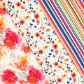 Martha Satin abstrakteBlumen Wiesenblumen Streifen bunt h