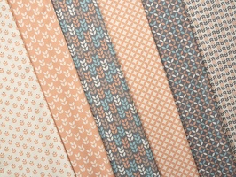 Kansas Baumwollwebware Apricot Naturweiß Grau q (2)