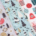 Joyful Christmas Canvas WaldtiereWeihnachtskugeln WeihnachtsbaeumeMint GeschenkeKugelnWeiß h 1