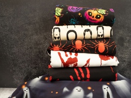 Halloween FrenchTerry Kuerbis gruseligesMaedchen Spinnen Haende Geister q 3