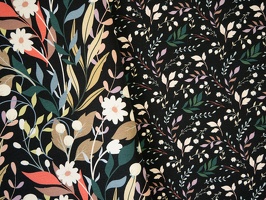 Frida Frenchterry Blumen Zweige Blaetter Schwarz 741299 742299 q2