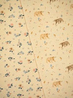 Flowers&amp;Wood Baumwolljersey Blumen Baeren Blaetter hellbeige 923170 373170 h1