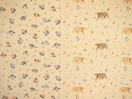 Flowers&amp;Wood Baumwolljersey Blumen Baeren Blaetter hellbeige 923170 373170 q1