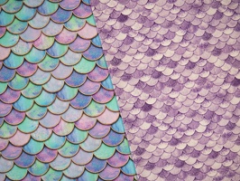 Mermaid Baumwollwebware Schuppen Bunt flieder 408999 415642 q2