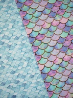 Mermaid Baumwollwebware Schuppen Helltuerkis Bunt 415841 408999 h1