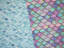 Mermaid Baumwollwebware Schuppen Helltuerkis Bunt 415841 408999 q2