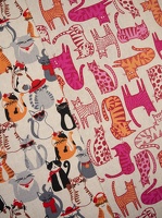 Linde Dekostoff Katzen beige pink orange 923172 928172 h1