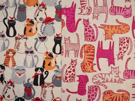 Linde Dekostoff Katzen beige pink orange 923172 928172 q1