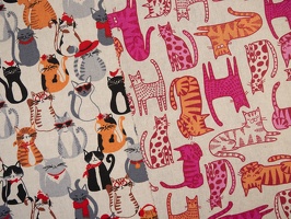 Linde Dekostoff Katzen beige pink orange 923172 928172 q2