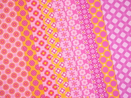 Bilbao Baumwollwebware alleFarben Blueten Tupfen pink orange rosa q2