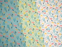 Spring Baumwollwebware Blumen bunt tuerkis pistazie weiss q2