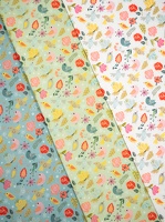 Spring Baumwollwebware Blumen Voegel bunt tuerkis pistazie weiss h1