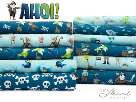 MrsMintdesign Ahoi Baumwolljersey  petrol helblau q 4 Typo