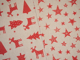 Christmas Dekostoff Hirsche Tannen Sterne rot beige 711637 323172 q2