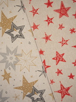 Christmas Dekostoff Sterne ocker schwarz rot beige 117172 323172 h1