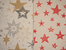 Christmas Dekostoff Sterne ocker schwarz rot beige 117172 323172 q1