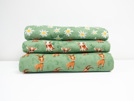 MrsMintDesign Alpenliebe Baumwolljersey Blueten Kuehe Steinboecke batik aquarell gruen 344603 351603 347603 q2