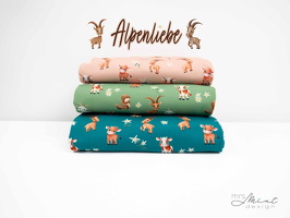 MrsMintDesign Alpenliebe Baumwolljersey Steinboecke Kuehe Ziegen Floral  apricot gruen petrol 346420 346603 346747 q2 Typo
