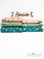 MrsMintDesign Alpenliebe Baumwolljersey Kuehe Steinboecke Floral apricot gruen petrol h2 Typo n