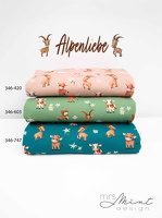 MrsMintDesign Alpenliebe Baumwolljersey Steinboecke Kuehe Ziegen Floral  apricot gruen petrol 346420 346603 346747 h2 Typo n