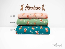 MrsMintDesign Alpenliebe Baumwolljersey Steinboecke Kuehe Ziegen Floral  apricot gruen petrol 346420 346603 346747 q2 Typo n
