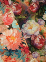 Aura Canvas Blueten pink-koralle bunt-dunkelblau 227636 226599 h