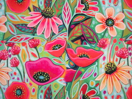 Aurelia Outdoor-Canvas Floral pink gruen ocker 100314 q1