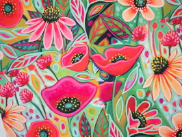 Aurelia Outdoor-Canvas Floral pink gruen ocker 100314 q2