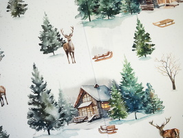 Winterberg Dekostoff Haueser Hirsche ecru-dunkelgrau ecru-dunkelgruen 102285 102564 q2