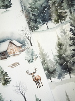 Winterberg Dekostoff Haueser Hirsche Tannen ecru dunkelgrau 102285 103285 h