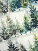 Winterberg Dekostoff Tannen ecru-dunkelgrau ecru-dunkelgruen 103285 103564 h