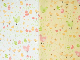 Easter Baumwollwebware Huehnerwiese weiss pastellgelb 637011 637112 q1