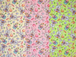 Easter Baumwollwebware Osterhasen bunt pastellgelb rosa gruen 639112 639432 639601 q1